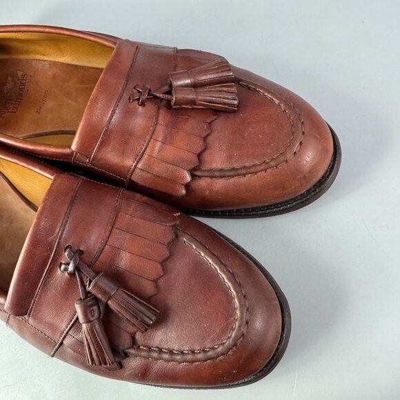 Allen Edmonds Newport Men\'s Brown Leather Tassel Loafers Dress, Size 11 D main image 12